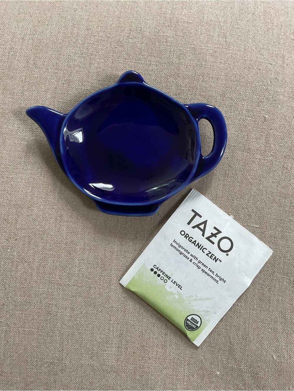 Cobalt Blue Ceramic Teapot Tea Bag Holder Spoon Rest Tea Lover Gift